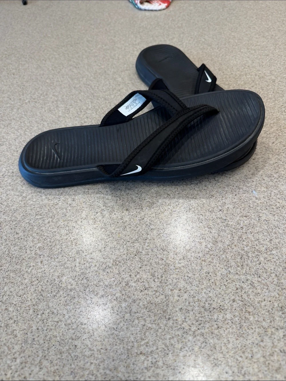 Nike Black Flip Flops with White Swoosh size 11